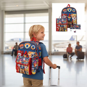 Paw Patrol Backpack Set 5 Piece 16" Backpack Lunchbox Case Keychain Carabiner